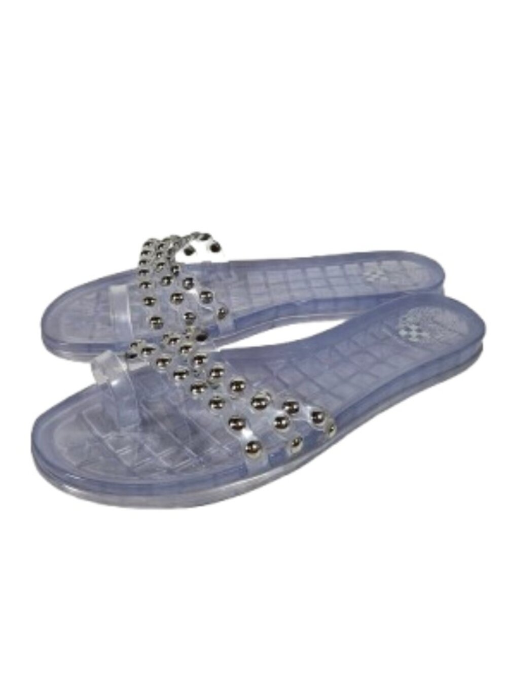 Vince Camuto Clear Jelly Slides with Silver Studs Balls Women's Size 9